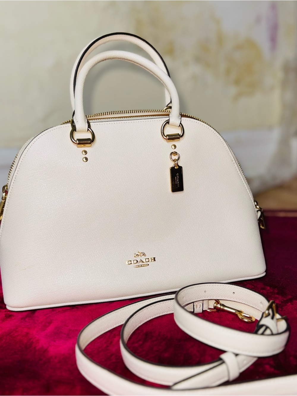 Coach Katy satchel with Detachable Strap - White